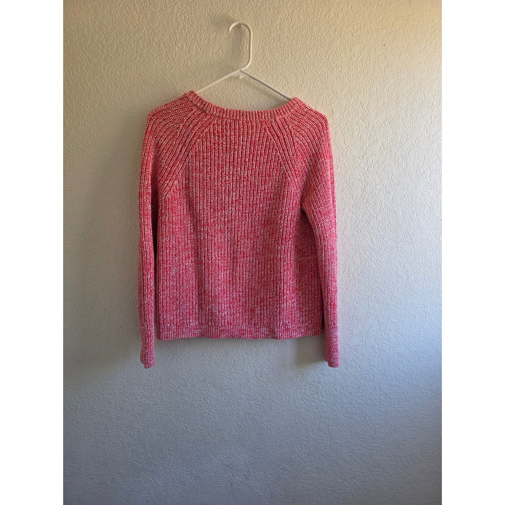 Gap‎ Pink White Marled Cotton Chunky Knit Raglan Sweater Small